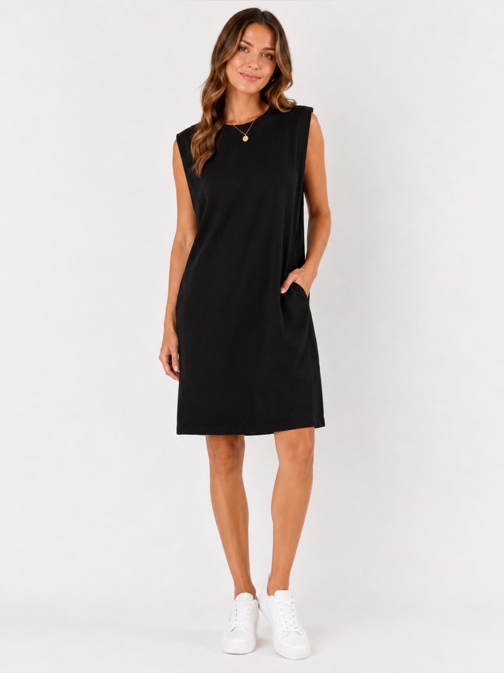Babaton Aritzia Black Sleeveless Midi Dress Minimalist Stretch Dress Size M